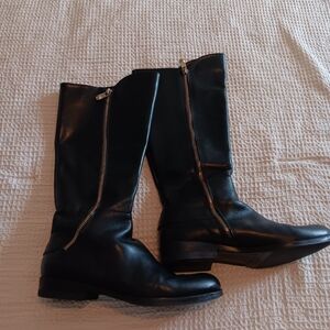 Tahari Black Leather Knee-High Boots
